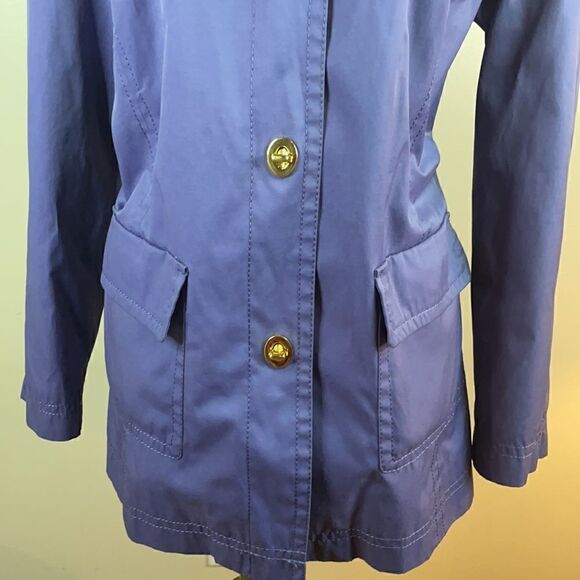 Issac Mizrahi Live Periwinkle Nylon Trench Coat w/Floral Lining (Size: Medium) - Picture 12 of 16